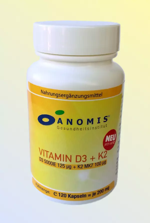 Vitamin D3 5000 IE + K2  Dose 120 Kapseln